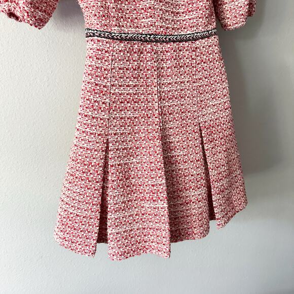 Maje Tweed Mini Dress V Neck with Ethnic Trim‎ women’s size 2 recycled polyester - Picture 12 of 16